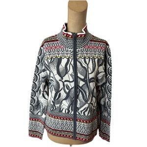 Icelandic Design Full Zip Sweater Cardigan Gray Wool Size Medium